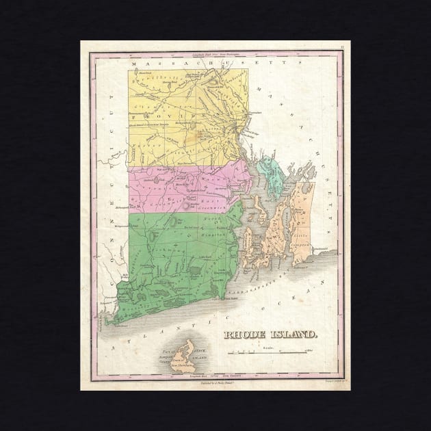 Vintage Map of Rhode Island (1827) by Bravuramedia